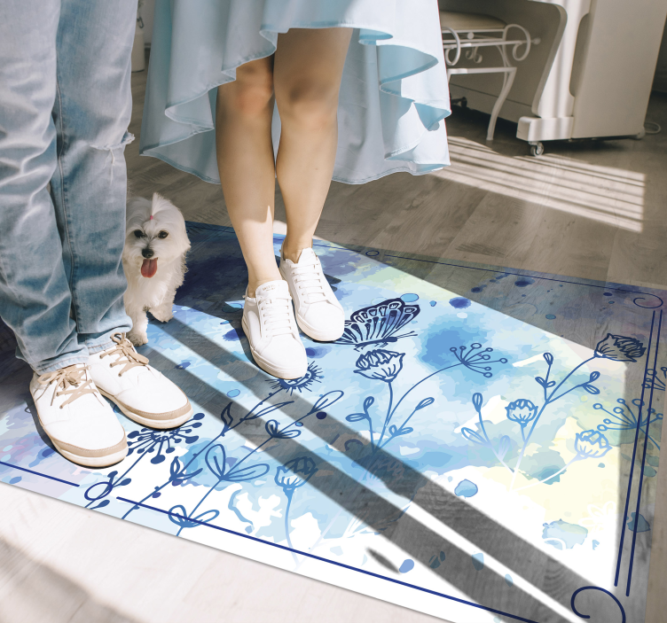 λουλουδάτο σχέδιο και πεταλούδες ζωικό χαλί - TenStickers