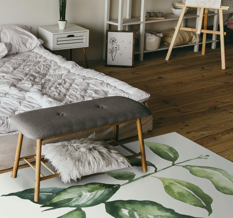 xαλί βινυλίου με λουλούδια εικονογράφηση βοτανικών φύλλων - TenStickers