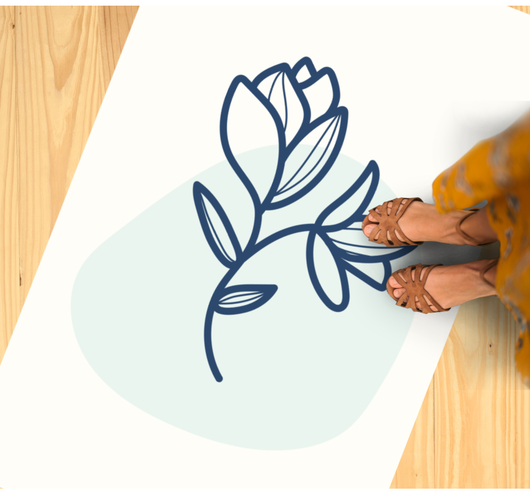 xαλί βινυλίου με λουλούδια βοτανική απεικόνιση περιγράμματος - TenStickers