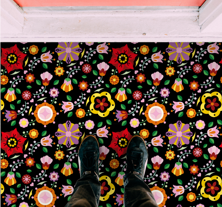 xαλί βινυλίου με λουλούδια φωτεινή βοτανική εικονογράφηση - TenStickers