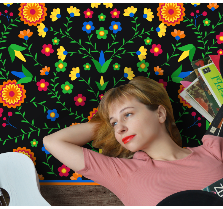 xαλί βινυλίου με λουλούδια έντονα χρώματα μοτίβο - TenStickers