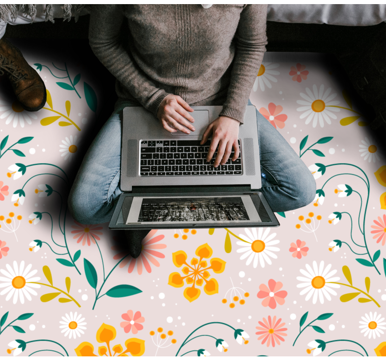 Χαλί βινυλίου με λουλούδια σχέδιο λιβαδιού μαργαρίτας - TenStickers