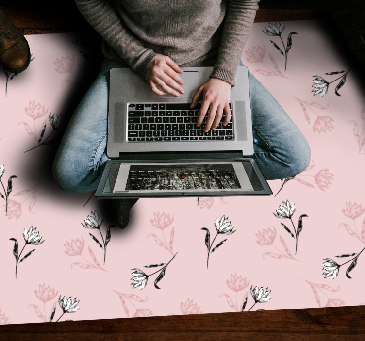 xαλί βινυλίου με λουλούδια λουλουδάτο ροζ φόντο - TenStickers