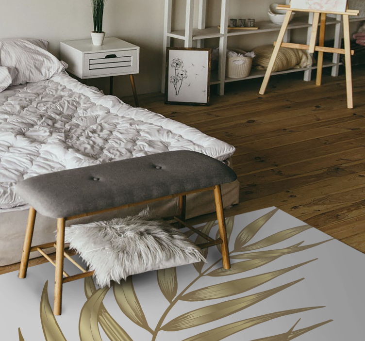 xαλί βινυλίου με λουλούδια χρυσό σχέδιο φυλλώματος - TenStickers