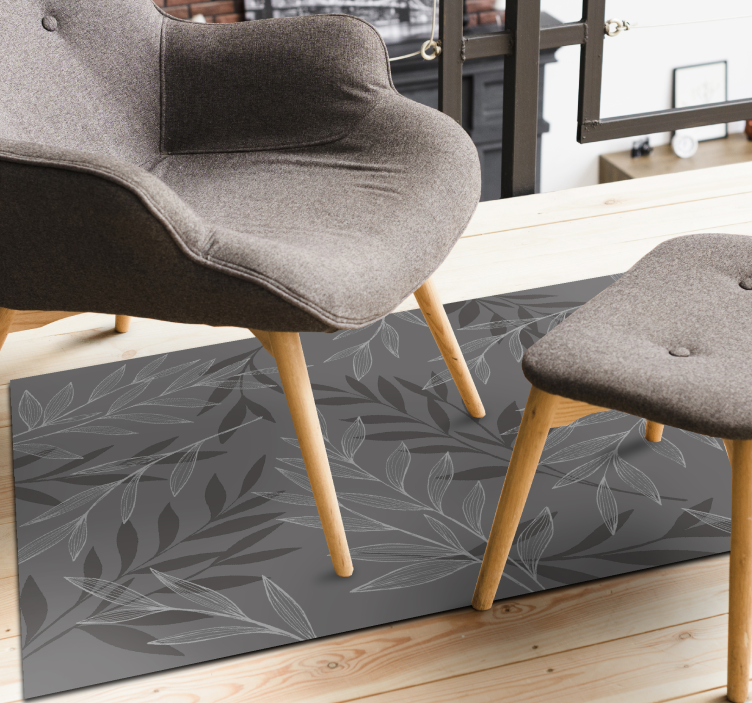 xαλί βινυλίου με λουλούδια φυλλώδης σιλουέτα - TenStickers