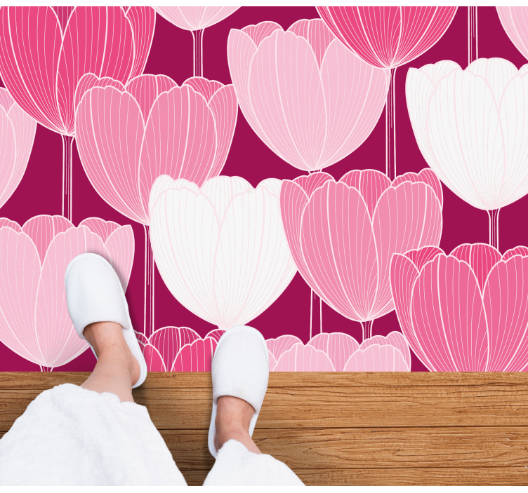 xαλί βινυλίου με λουλούδια ροζ στοιχεία τουλίπας - TenStickers