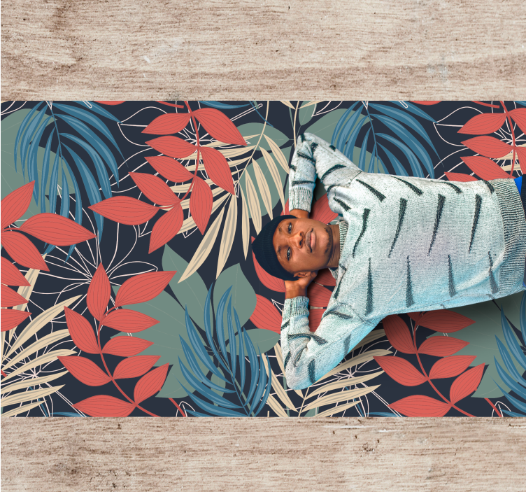 xαλί βινυλίου με λουλούδια ζωηρό μοτίβο φύλλων - TenStickers