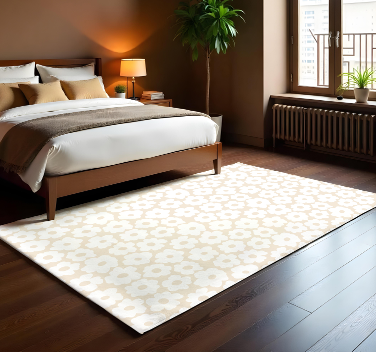 xαλί βινυλίου με λουλούδια λευκή παπαρούνα - TenStickers