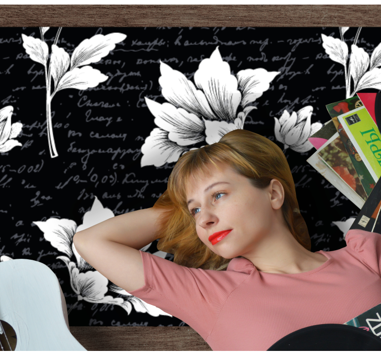 λουλουδάτο μοτίβο με αρχαίο κείμενο floral χαλί - TenStickers