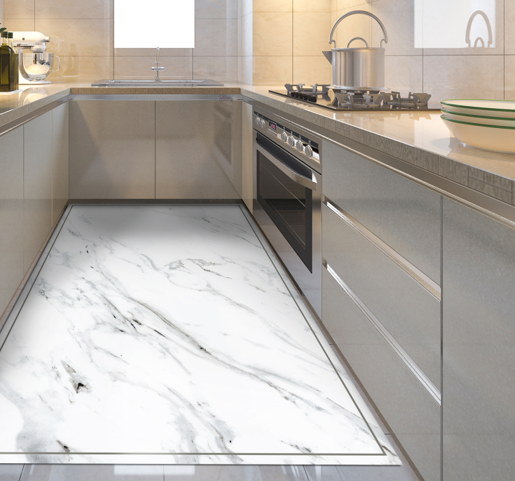 για μαρμάρινο εφέ κουζίνας μοντέρνο χαλί - TenStickers
