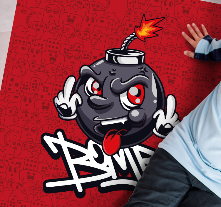 Χαλί εφηβικής κρεβατοκάμαρας με χαρακτήρα βόμβας καρτούν - TenStickers