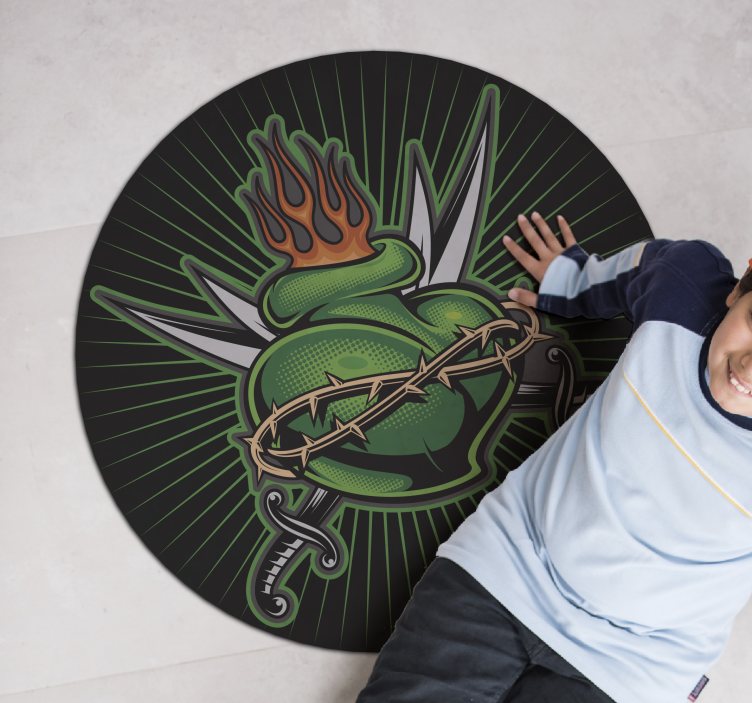 παιχνίδι βινυλίου χαλί πύρινη καρδιά σπαθιού - TenStickers