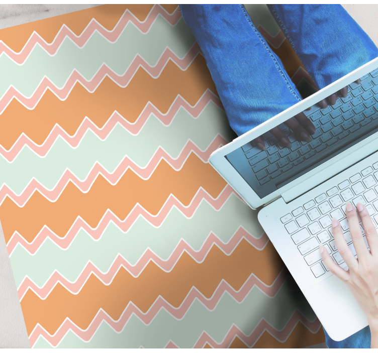 xαλί γεωμετρικού σχεδιασμού μοτίβο μπεζ και μπλε ζιγκ-ζαγκ - TenStickers