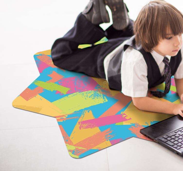 xαλί γεωμετρικού σχεδιασμού πολύχρωμα αφηρημένα σχήματα - TenStickers