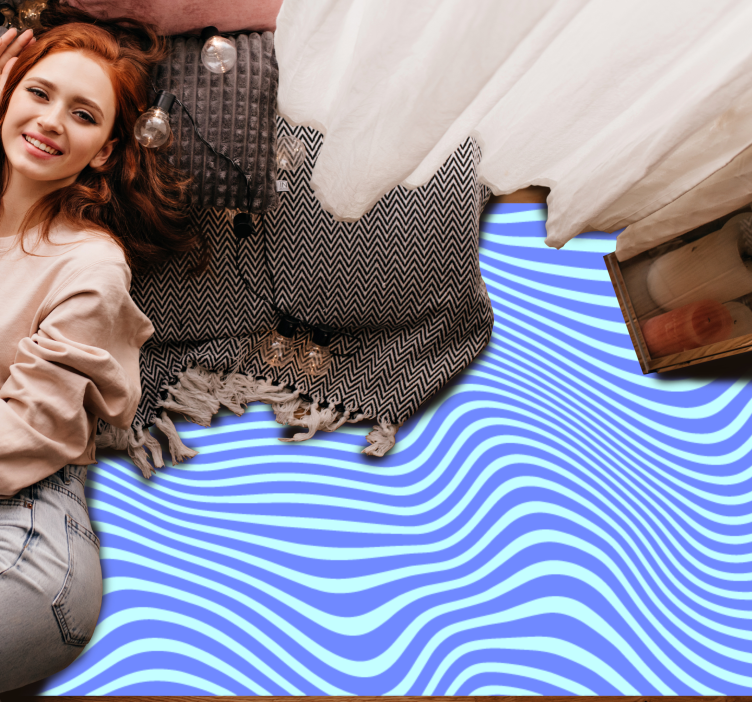 xαλί γεωμετρικού σχεδιασμού ρέοντα μπλε κύματα - TenStickers