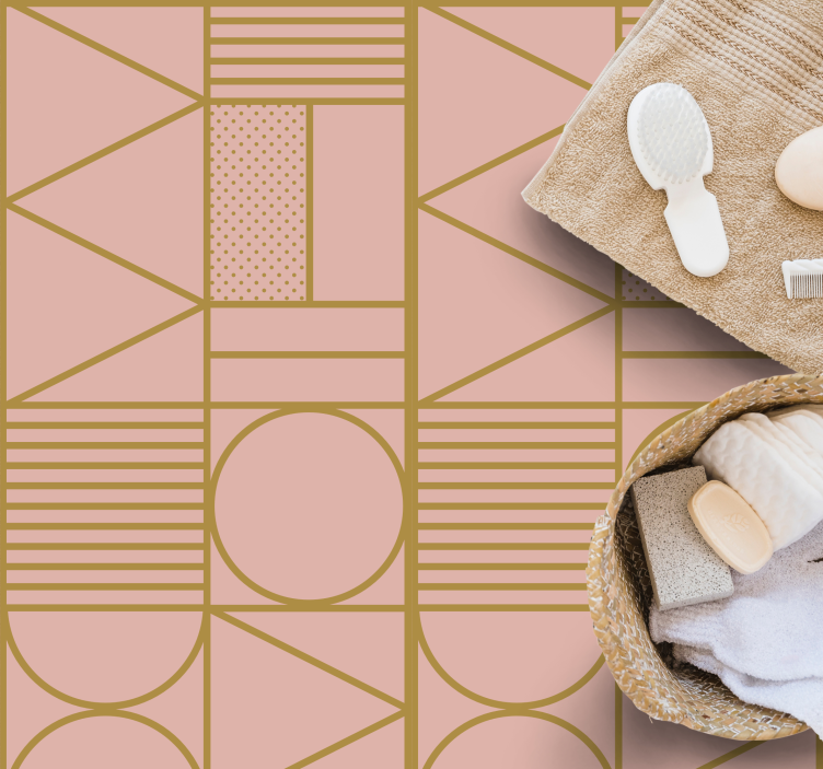 xαλί γεωμετρικού σχεδιασμού χρυσό και ροζ μοτίβο - TenStickers