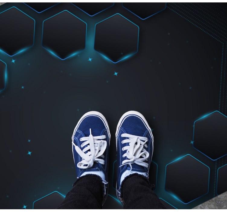 xαλί γεωμετρικού σχεδιασμού μπλε εξαγωνική διάταξη - TenStickers