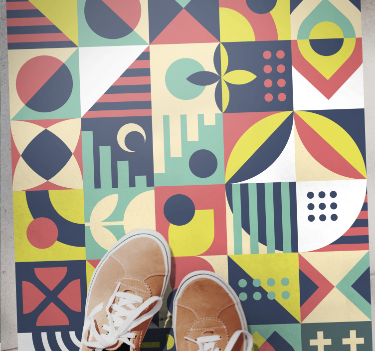 Χαλί γεωμετρικού σχεδιασμού Ζωντανά σχήματα - TenStickers