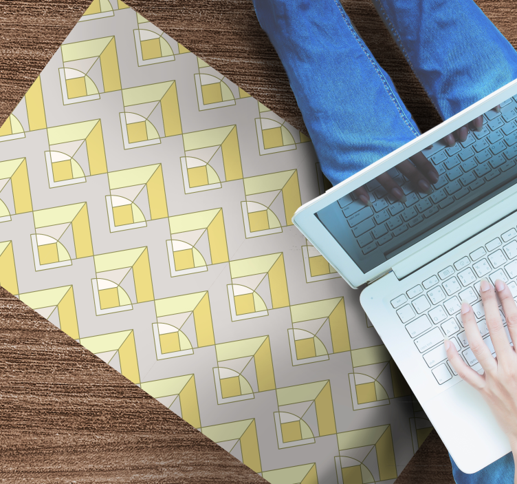 xαλί γεωμετρικού σχεδιασμού κίτρινο και γκρι μοτίβο - TenStickers