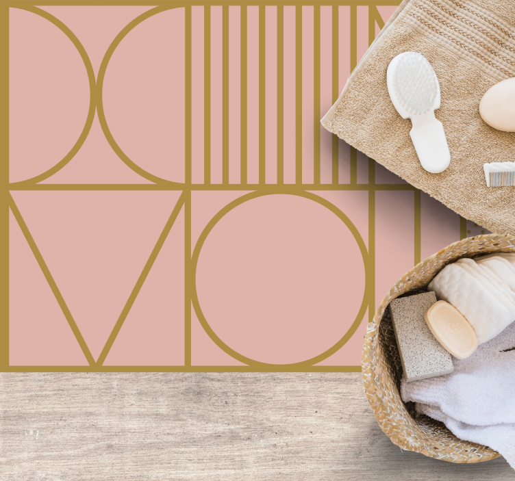 χρυσά και ροζ χρώματα μπλοκάρουν ορθογώνιο χαλί - TenStickers