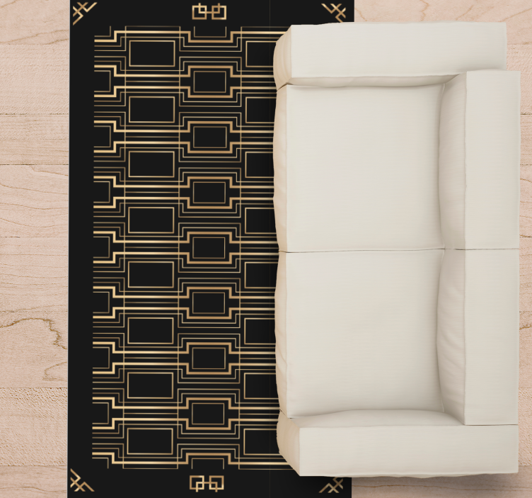 χρυσά και μαύρα ντεκό μοτίβα γεωμετρικά χαλιά - TenStickers
