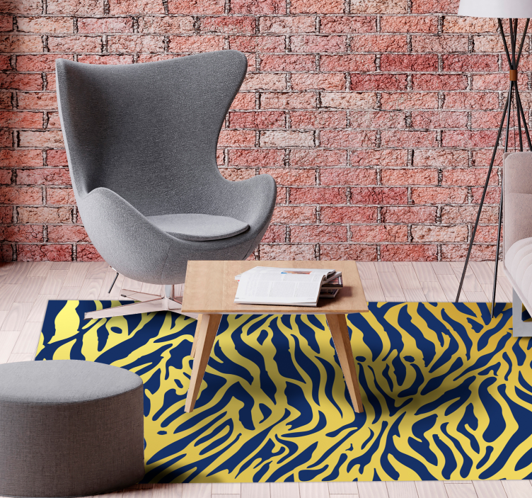 χρυσό και μπλε ζέβρα ζωικό χαλί εκτύπωσης - TenStickers