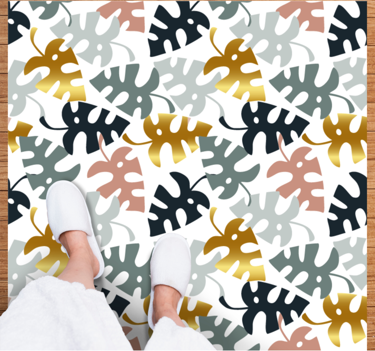 χρυσό και πολύχρωμο φύλλο τετράγωνο χαλί βινυλίου - TenStickers