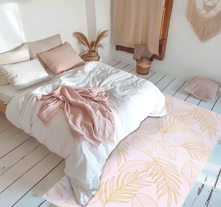 xαλί βινυλίου με λουλούδια επικάλυψη μοτίβου χρυσού φύλλου - TenStickers