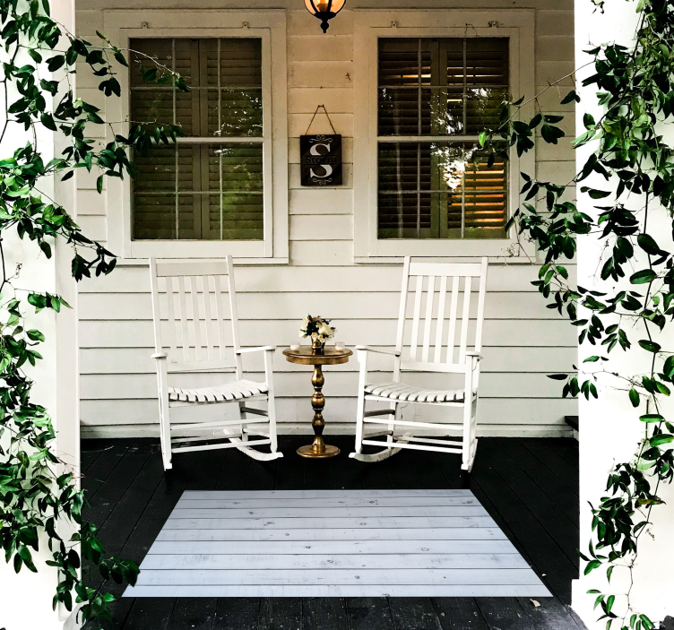 γκρι και μπλε ξύλινο μοτίβο χαλί βινυλίου - TenStickers