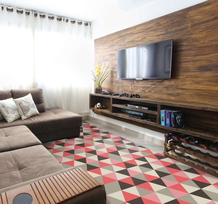 Γκρι και ροζ τρίγωνο μοτίβο γεωμετρικά χαλιά - TenStickers