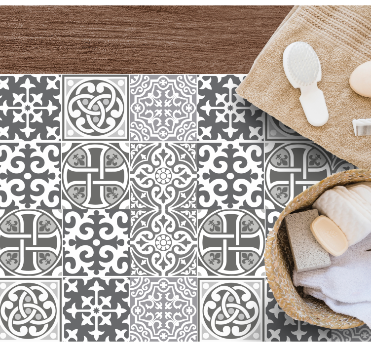 γκρι μαροκινό πλακάκι χαλί - TenStickers