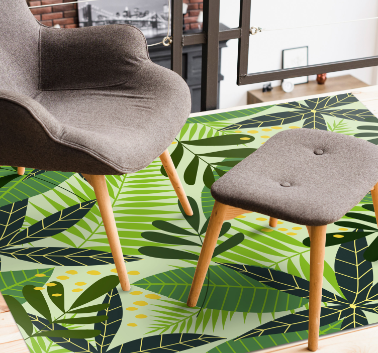 πράσινα φύλλα floral χαλί σχεδιασμό - TenStickers