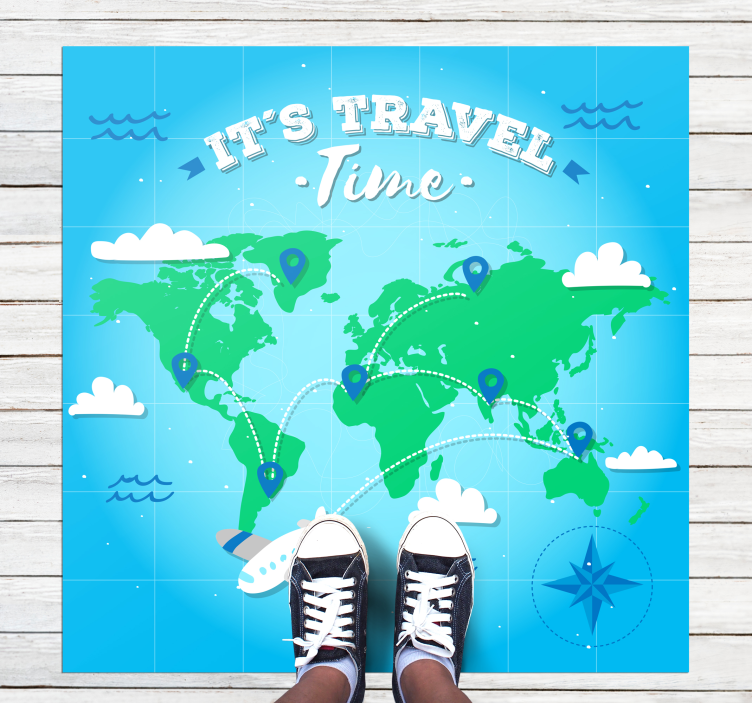 πράσινο χαλί παγκόσμιου χάρτη παγκόσμιου χάρτη - TenStickers