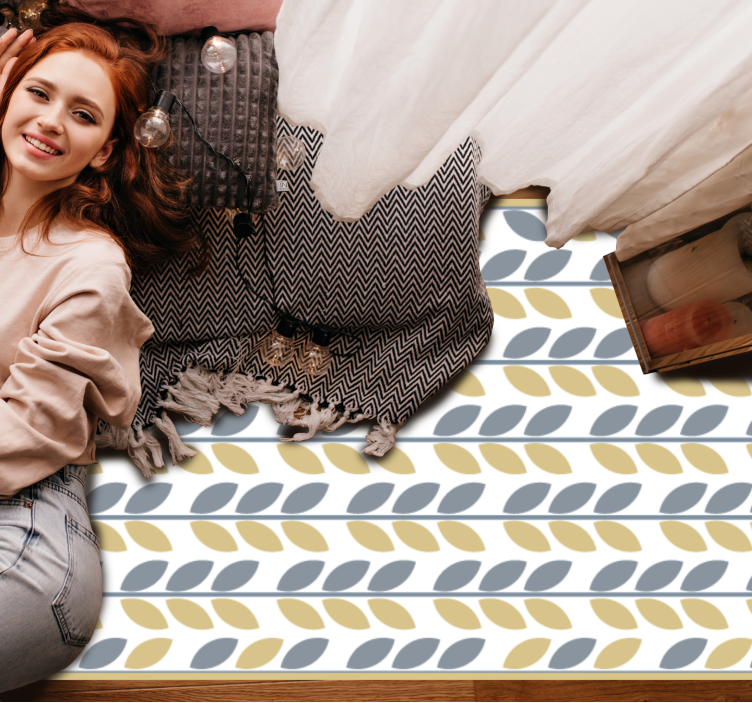 γκρι και κίτρινα κάθετα φύλλα βινυλίου χαλί - TenStickers