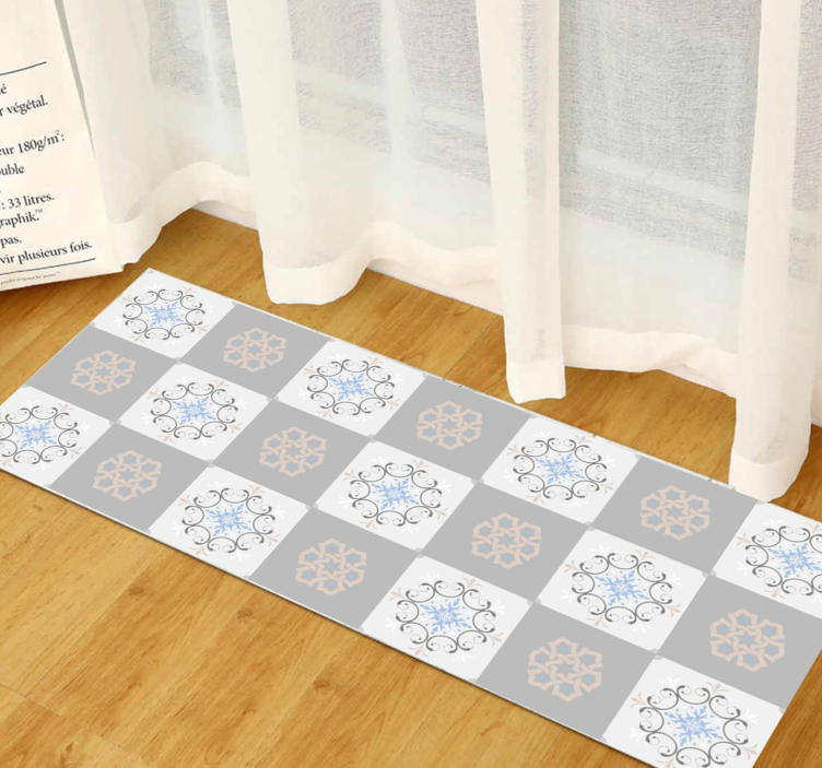 γκρι λεπτή μοκέτα κεραμιδιών λουλουδιών - TenStickers