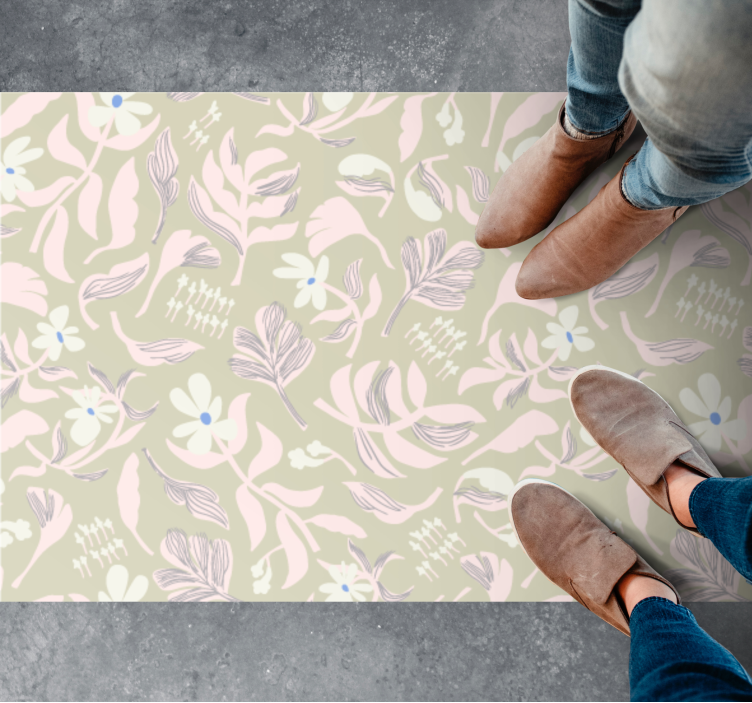 αλεσμένα φύλλα σχήματα λουλουδάτο χαλί - TenStickers