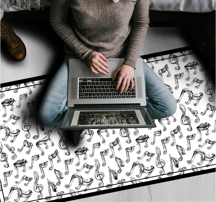 Χειροποίητες μουσικές νότες ορθογώνιο χαλί - TenStickers