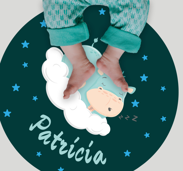 ιπποπόταμος με μπλε αστέρια εξατομικευμένο χαλί - TenStickers