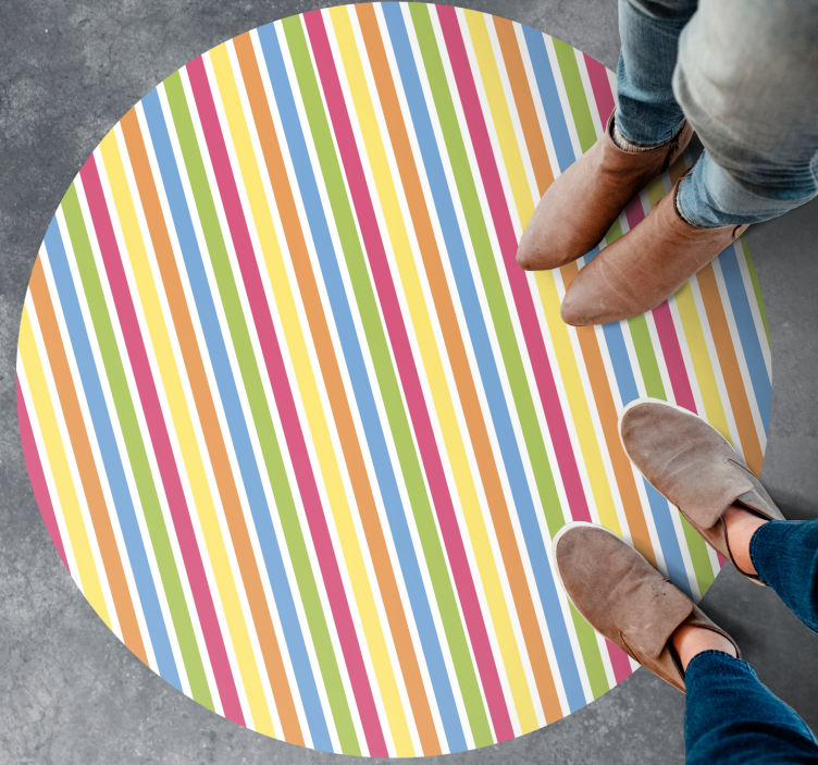 οριζόντιο πολύχρωμο ριγέ κυκλικό χαλί - TenStickers