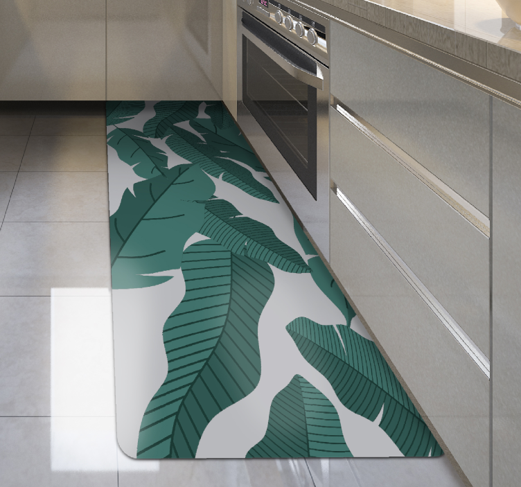 ζούγκλα πράσινα φύλλα λουλουδάτο χαλί - TenStickers