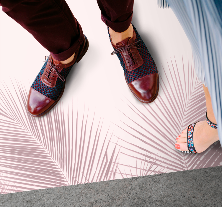 λουλουδάτο χαλί με ροζ φύλλα φοίνικα στυλ kawaii - TenStickers