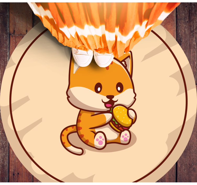 παιδικό χαλί δαπέδου Μωρό γάτα με σάντουιτς - TenStickers