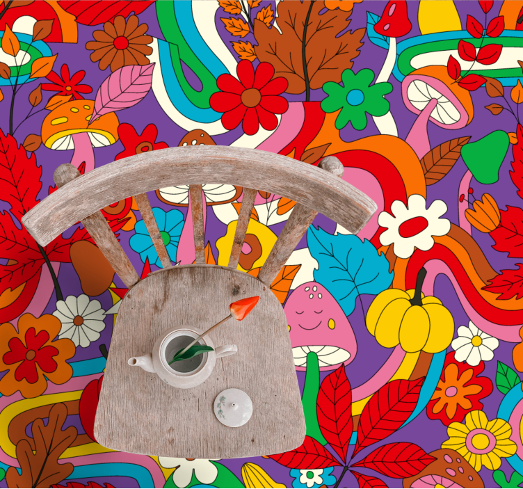 xαλί βινυλίου με λουλούδια πολύχρωμο λουλουδάτο σχέδιο - TenStickers