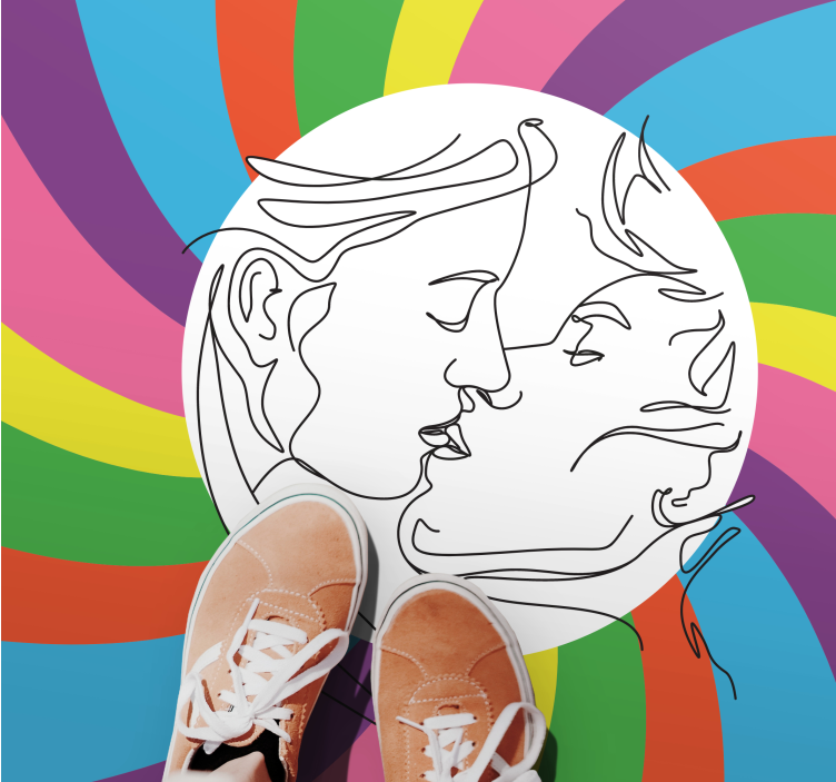 μοκέτα βινυλίου πολύχρωμη σιλουέτα φιλιού - TenStickers