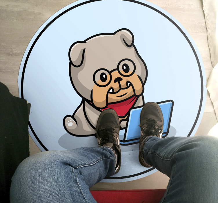 xαλί με εκτύπωση ζώου κουτάβι με υπολογιστή - TenStickers