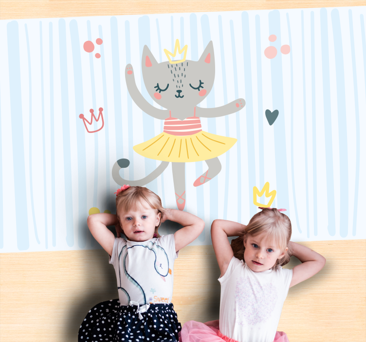 παιδικό χαλί δαπέδου εικονογράφηση γάτας που χορεύει - TenStickers