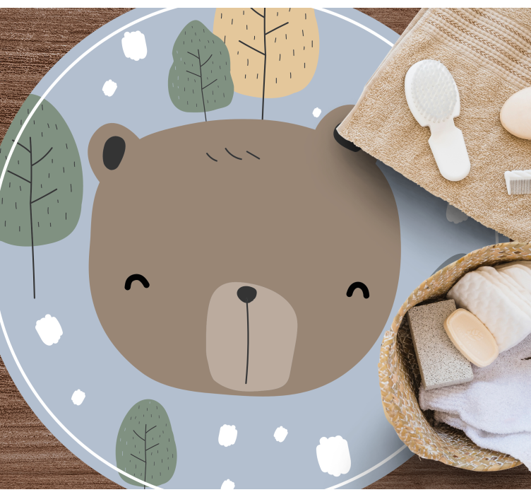 Παιδικό χαλί δαπέδου με πρόσωπο χαρούμενου αρκούδου - TenStickers