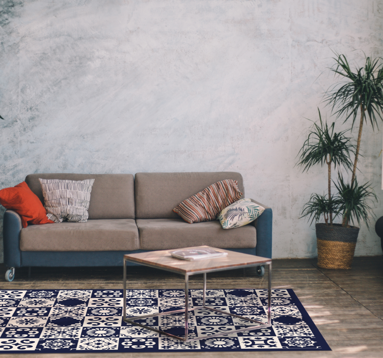 κουζινάκι κουβέρτα βινυλίου μπλε πλακάκια - TenStickers