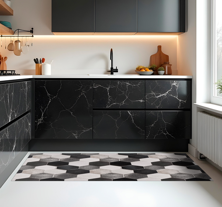 χαλιά κουζίνασ γκρι εξάγωνα - TenStickers