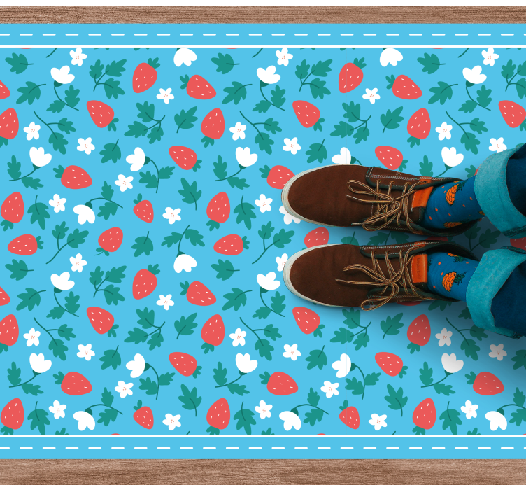 χαλιά κουζίνασ λουλουδάτο μοτίβο φράουλας - TenStickers